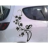 Folienaufkleber ***Blüten & Schmetterling Design 53 *** 2er Set Angebot - (Größen und Farbauswahl)