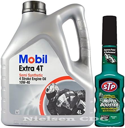Mobil Extra 4T 10W-40 Semi Synthetic Engine 4L Oil &amp; STP Moto Booster 200ml