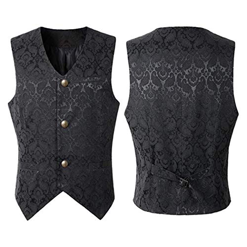 ZOYLINK Chaleco de los hombres Vestido victoriano punk jacquard...