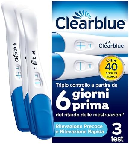 Test di gravidanza Clearblue Rilevazione Precoce e Rapida - Triplo controllo* - Pacchetto combinato, Risultati 6 giorni prima e Risultato rapido, anche in 1 minuto, 3 test