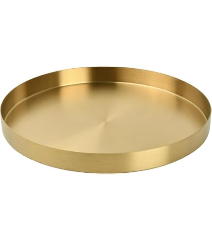 Vassoio da portata rotondo in alluminio con piatto da portata in ottone Color oro martellato anche per uso domestico e ristorante Vassoio da portata rotondo in alluminio con piatto da portata in ottone Color oro martellato anche per uso domestico e ristorante