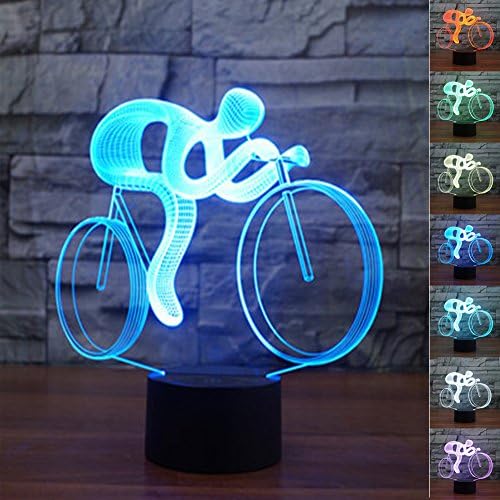 Riding 3D Lamp Optical Illusion Night Light, Jawell 7 Color Changing Touch Table Desk Lamps with Acrylic Flat &amp; ABS Base &amp; USB Cable for Awesome Gift