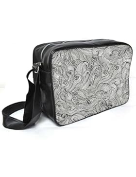 Snoogg nahtlos Hand Drawn Wellen Textur Leder Unisex Messenger Bag für College Schule täglichen Gebrauch Tasche...