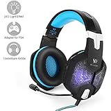 PC&amp;PS4 Gaming Headset, marsboy Gaming Kopfhörer mit Mikrofon LED Effekt für PS4 PC Film Gaming Spielen Chat Musik Best Weihnachtsgeschenk Blau.