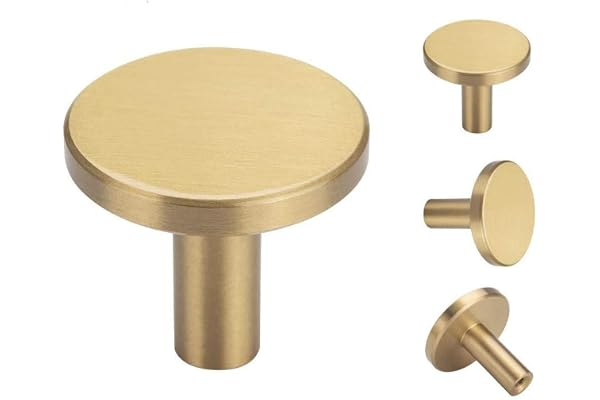 YANGQIHOME Lot de 4 Crochets Muraux Ronds 32 x 30 mm en Laiton Massif Doré - pour Rangement Salle de Bain, Cuisine, Vêtements - Résistants, Décoratifs et Contemporains