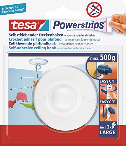 Preisvergleich Produktbild Tesa Powerstrips- Zimmerdecken- Haken, Set: 1 Haken, 2 Strips