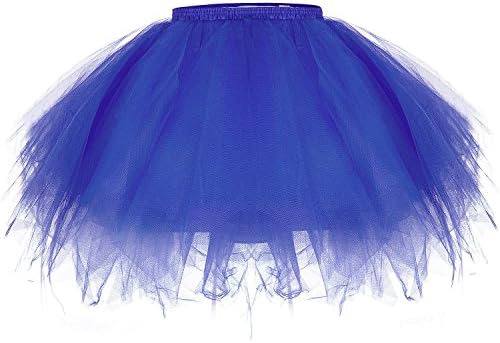 ZeWoo Women's Mini Short Party Tutu Ballet Multi-Layer Ruffle Frilly Petticoat Bubble Skirt (Blue)