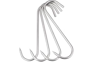 Grizef S-Haken-Fleischhaken Hochleistungs Edelstahl 250mm x 6mm Fleischverarbeitungshaken (4 Pack-6MM