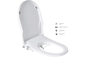 GEOATON Sedili WC bidet con doppio ugello autopulente non elettrico separato posteriore e femminile, pulizia naturale spruzzo, sedile WC morbido chiuso combinato bidet wc