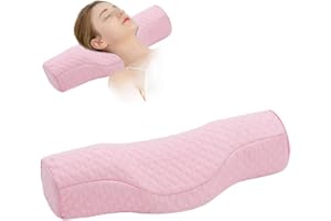 ZOOMPIL Orthopädisches Kissen aus Memory Foam, Nackenstützkissen, Nacken- & Schulterschmerzlinderung, für Seitenschläfer Rückenschläfer, Rosa, 45 x 10 x 10 cm