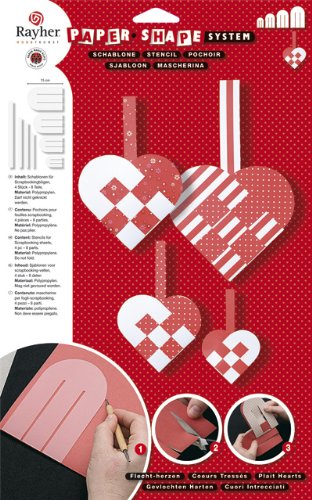 Preisvergleich Produktbild Rayher - Schablone Flecht-Herzen, 4,7x7-15x10 cm, SB-Beutel 4 Stück