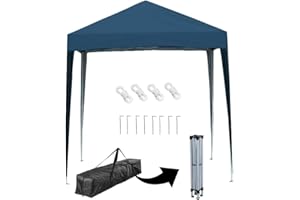 Mingone Pavilion 2x2m Faltpavillon Gartenzelt Pavillon Klappbar Wasserdicht Seitenteilen Pop up Pavillon Partyzelt UV Schutz 50+，Blau