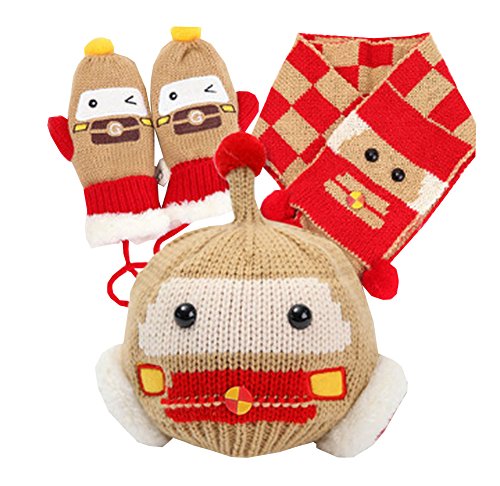 Unique Winter Baby Hats/Caps Scarf & Gloves Useful Cute Woolen Baby Set