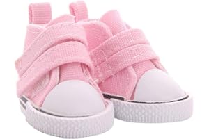 Aeromdale Canvas Shoes - 5cm Doll Shoes with Adhesive Tape - Pink - 1 Pair