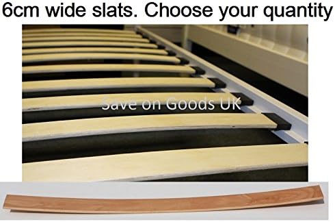 World Goods Pack of 1,2,4 etc 6cm wide replacement spare slatts.Wood metal bed frame slats,slates, curved,bent wooden sprung beech (1) (20)