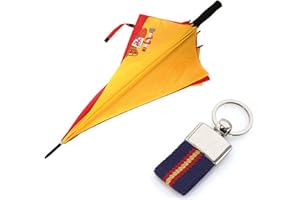 GARGOLA.ES OPERADORES DIGITALES Paraguas Anti ventisca de la bandera Española . 126 CM de diámetro con Escudo España. Tela Impermeable -Colores Vistosos- Escudo de España- Paraguas de Golf. Llavero de regalo.