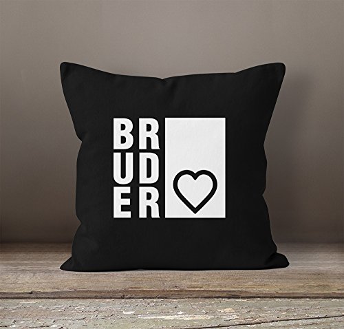 Kissenbezug Bruderherz Bruder Geschenk Geburtstag Kissen-Hülle 40×40 Baumwolle Moonworks® schwarz 40cm x 40cm - 2