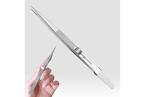 PONGNAS Industrielle Pinzette, Spitze Pinzette, Diamant Edelstein Schiebeverriegelung Feine spitze matte Oberfläche Schmuckherstellung Werkzeug Pinzette aus rostfreiem Stahl(mit Schloss Design)