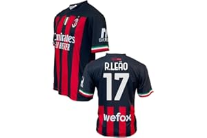 ZEROPLAYER Personalised Milan Shirt with Name and Number by Raphael Leao 17 HOME 2022 2023 Official Replica (Size 2 4 6 8 10 12 Years Child Boy) (Size S M L XL XXL Adult) Red, Black, 100% Polyester