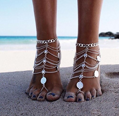 GYJUN Fashion Silver Women's Jewelry Gifts Holiday Beach Barefoot Sandals Body Chain , one size