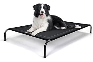 Nobleza Cama Elevada Perro, Cama Refrescante Perro, Cama de Mascotas Transpirable para Exterior Interior Jardín Terraza, Cama Perro Robusto Lavable, Negro, L, 124x90x20CM
