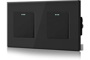 BSEED Double Interrupteur Verre 1-Gang 2-voie Interrupteur de Pare Brise Interrupteur Mural 157 * 86mm Noir