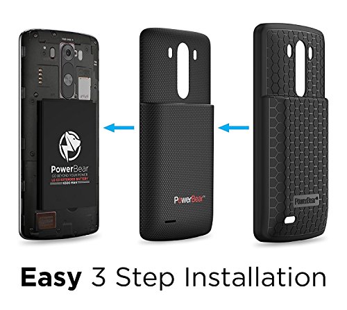 PowerBear Bater a Extendida LG G4 6 500mAh Cubierta Trasera y Carcasa Protectora Hasta 2 15X de Potencia de Bater a Adicional - Negra 24 Meses de Garant a y Protector de Pantalla Incluidos PowerBear Bater a Extendida LG G4 6 500mAh Cubierta Trasera y Carcasa Protectora Hasta 2 15X de Potencia de Bater a Adicional - Negra 24 Meses de Garant a y Protector de Pantalla Incluidos