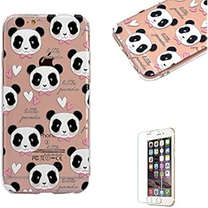 Clear TPU Hülle für iPhone 6S,Silikon Hülle für iPhone 6,Funyye Stilvoll Ziemlich [Niedlich Panda Muster] Ultra Dünn Durchsichtig Transparent Klar Soft Gummi Rückseite Handyhülle Etui für iPhone 6/6S 4.7 Zoll + 1 x Frei Displayschutzfolie