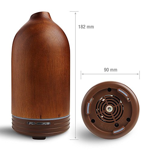 Joly Joy Aroma Diffuser für ätherische Öle Aromatherapy Ultraschallvernebler 100ml mit Kaltnebel aus Holz (Braun Holz) - 4