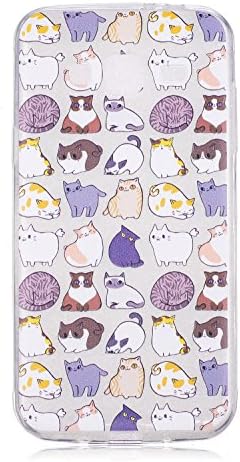 Samsung Galaxy J3 2016 Case, Edaroo Cute Funny Cartoon Animals Flowers Pattern Ultra Slim Thin Gel Rubber Transparent Clear Case with Colorful Printed Design Silicone Tpu Protective Back Case Cover for Samsung Galaxy J3 2016 Version - Cat Party