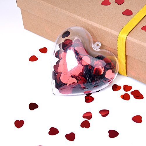 eBoot Herz Konfetti Metallisch Folie Herzen Konfetti Glitzer Herzen Pailletten für Valentinstag Hochzeit Party Tisch Dekorationen, Rot, 10 mm, 1 Unzen - 7