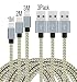Produktbild PeziMu iPhone Kabel Nylon, Geflochtenen USB Kabel für iPhone7 / 7plus / 6s / 6 plus, iPhone SE, iPhone 5s 5c 5, iPad, iPod - (1+2+3)M (Grau gold)