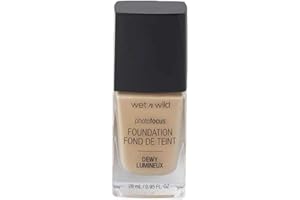 Wet n Wild, Photo Focus Foundation Dewy, Weightless Foundation with Nourishing and Long-wearing Formula, Buildable Coverage, Ideal for Normal to Dry Skin Type, Vegan, Soft Beige