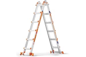 ‎MOONLIGHT MANOR Moonlight Manor EIN Rahmen mit 6 Stufenleitern, eine 6 m Lange Schiebeleiter mit Stabilisator und Rädern, 150 kg Sicherheitslastleiter mit Mehreren Positionen für Treppen Home Indoor Outdoor Roof