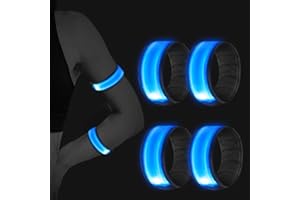 Vegena 4 Piezas Brazalete Reflectante, Brazalete LED con luz de Seguridad LED y Correa Reflectante Luz Brillante, Ajustable, para Hacer Jogging, Ciclismo, Correr, Senderismo (Azul)