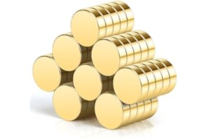 Wukong 10x3mm Mini Golden Magnets, 40 Pack Strong Magnets for Fridge, Whiteboard, School, Office, Small Round Magnets for DIY Photo, Note, Map