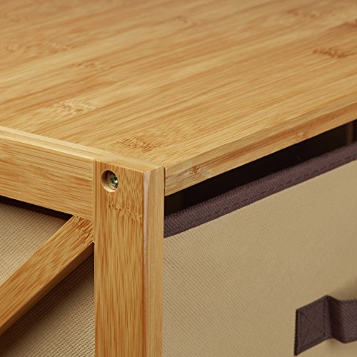 Relaxdays Regal Bambus mit Korb, 3 Ablagen, Holz Standregal, Badregal, Faltbox, HxBxT: 80 x 42 x 29 cm, natur braun - 7