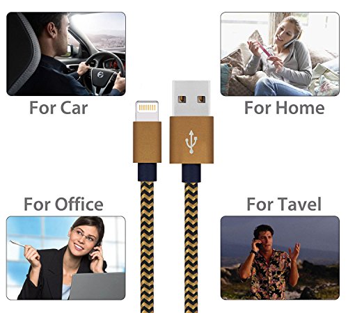Ladekabel, Tankaye 3PCS-2M Nylon geflochtene Blitz auf USB Ladekabel Ladegerät für iPhone 7, 7plus, iPhone 6s, 6, 6plus, 6s plus, iPhone 5s, 5, 5c, SE, iPad & iPod und mehr (Kaffee+Schwarz) - 6