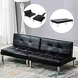 schlafcouch schwarz leder 2.Hochwertige Materialien: Rostfreier Stahl, PU Leder und Schwamm mit hoher Dichte. Oberfläche