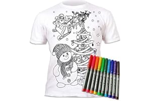 Splat Planet Camiseta de muñeco de nieve para colorear con 6 bolígrafos mágicos lavables no tóxicos, camiseta para colorear y lavar, Muñeco de nieve de Navidad., 5-6 Años