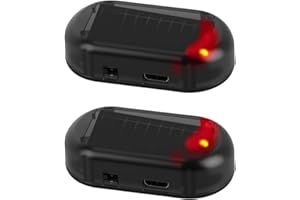 VAKLER 2pcs L'alarme Solaire de Voiture, L'alarme Solaire De Voiture Alarme Voiture Anti vandalisme Clignotement Nocturne Automatique Surveillance antivol de Voiture simulée