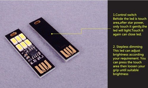 LAOMAO Ultra-thin 6LED USB Night Light Pocket Lamp Keychain Touch stepless dimming - 3