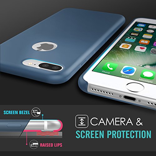 MoKo iPhone 7 Plus Funda - Ultra Slim Flexible Silicona Parachoques Gel Ara  azos Absorbente Resistante Protector Tacto Suave Back Cover para iPhone iPhone 7 Plus  Oc  ano Azul