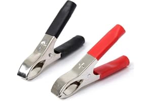 TOOLOFLIFE 1 Pair Crocodile Clips 30A Insulated Battery Clamps Crocodile Clips Car Battery Charger Battery Pliers Clamps for Jump Leads Red and Black