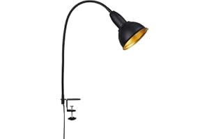 ‎BRILONER BRILONER Lampy – retro lampa zaciskowa, lampka do czytania w zestawie z elastycznym ramieniem, włącznik, 1 x E14, maks. 25 W, metal, czarno-złoty, 2603-015