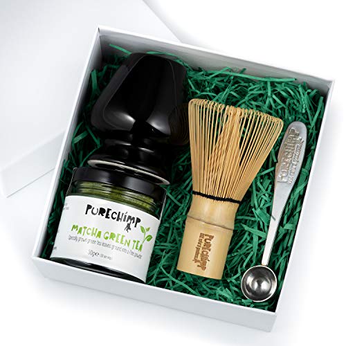 Matcha Set/Caja de Regalo De PureChimp - Regalo Té Verde 50g Limón, 50g Menta, 50g Regular Frascos de Súper Té