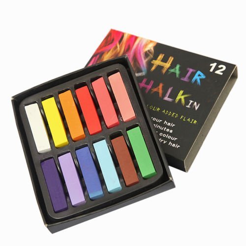 Toysntrendz® Quality Nontoxic Temporary Hair Chalk Colour Dye Soft Pastels DIY Kit - 12 ,24, 36 Colour Pack Available (12)