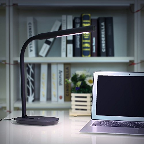 comprare on line Aglaia Lampada da Tavolo a LED, 7W con Porta USB, Touch Dimmerabile Controllo con 3 Livelli per Protezione degli Occhi, Braccio Flessibile 360°. (Nero) prezzo