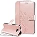 Produktbild SMART LEGEND Samsung Galaxy A5 2016 Hülle Lederhülle Schmetterling Weinstock Premium Schutzhülle Wallet Case Rosegold/Rose Gold Muster Design Etui Brieftasche Ledertasche mit Handschlaufe Neu Zubehör im Bookstyle Cover Schale mit Ständer Standfunktion Etui Karten Slot und Magnetverschluss Flip Case