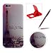 Produktbild iPhone SE Hülle Silikon Schutzhülle Tasche Case,iPhone 5S Weiches Silikon TPU Gel Bumper Case Etui Schale Cover Skin,Herzzer Modisch Hochwertig Ultra Dünn Slim Thin Bunt Handytasche Mit [Paris Turm Muster] Guter Schutz Kratzfest Flexibel Leicht Gummi Rubber Jelly Soft Protective Stabil Handyhülle Schutztasche Back Cover Case Shell für Apple iPhone SE/iPhone 5/5S + 1 x Frei Rot Handy Halterung Ständer + 1 x Frei Weinrot Touch Pen Stift Stylus